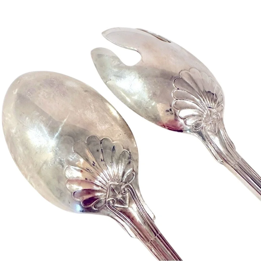 Vintage Godinger‎ Silverplate Serving Utensil Set Fork Spoon Made In Hong Kong